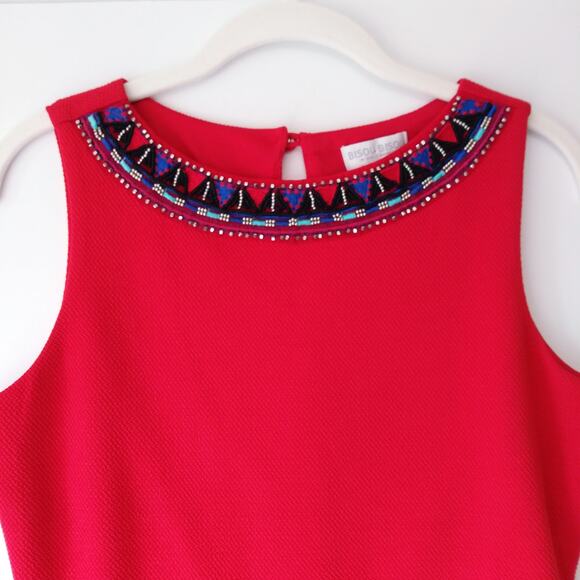 Bisou Bisou M Beaded Collar Top Sleeveless Cropped Tank Textured Fitted Glam Y2K - Picture 2 of 11